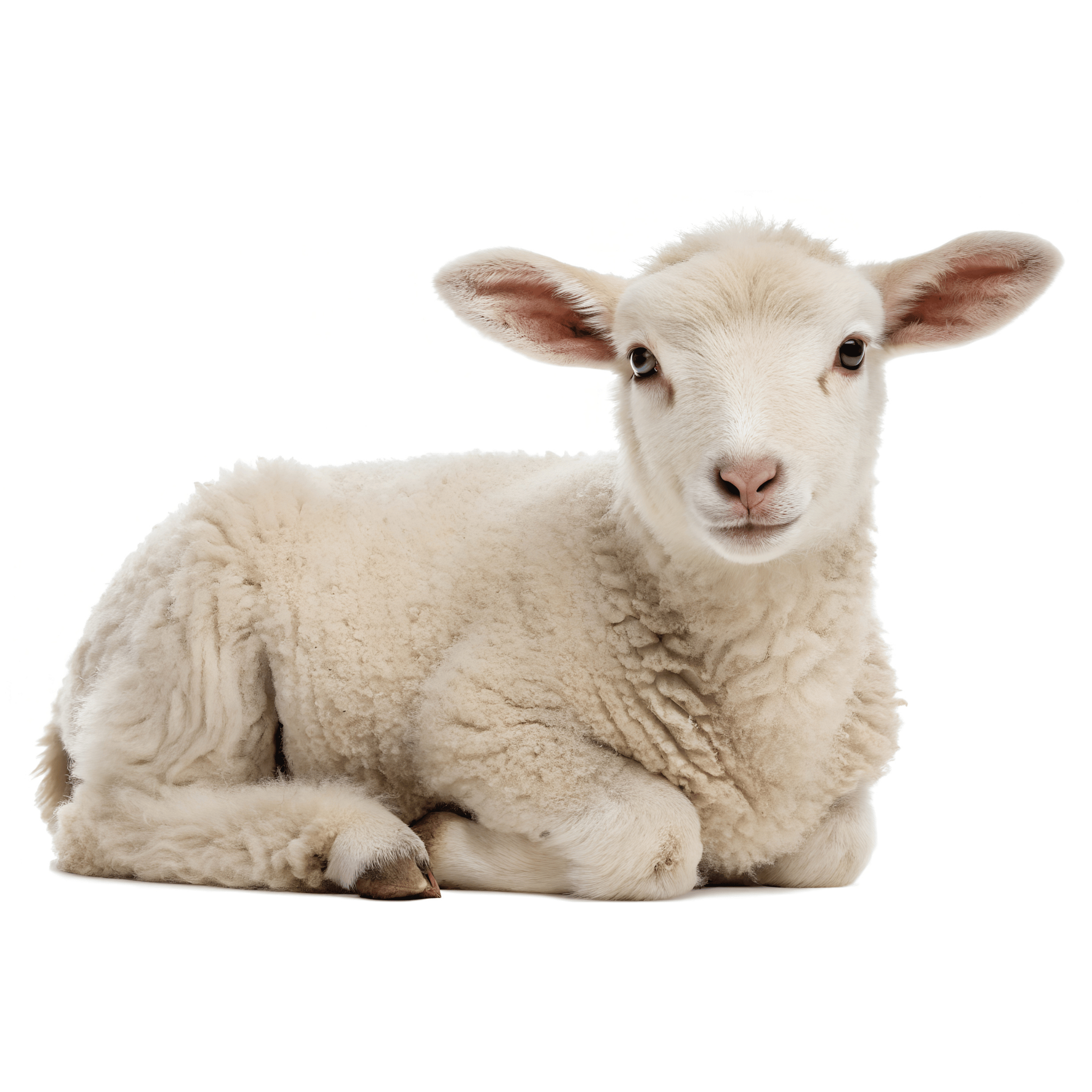 White lamb on a white background