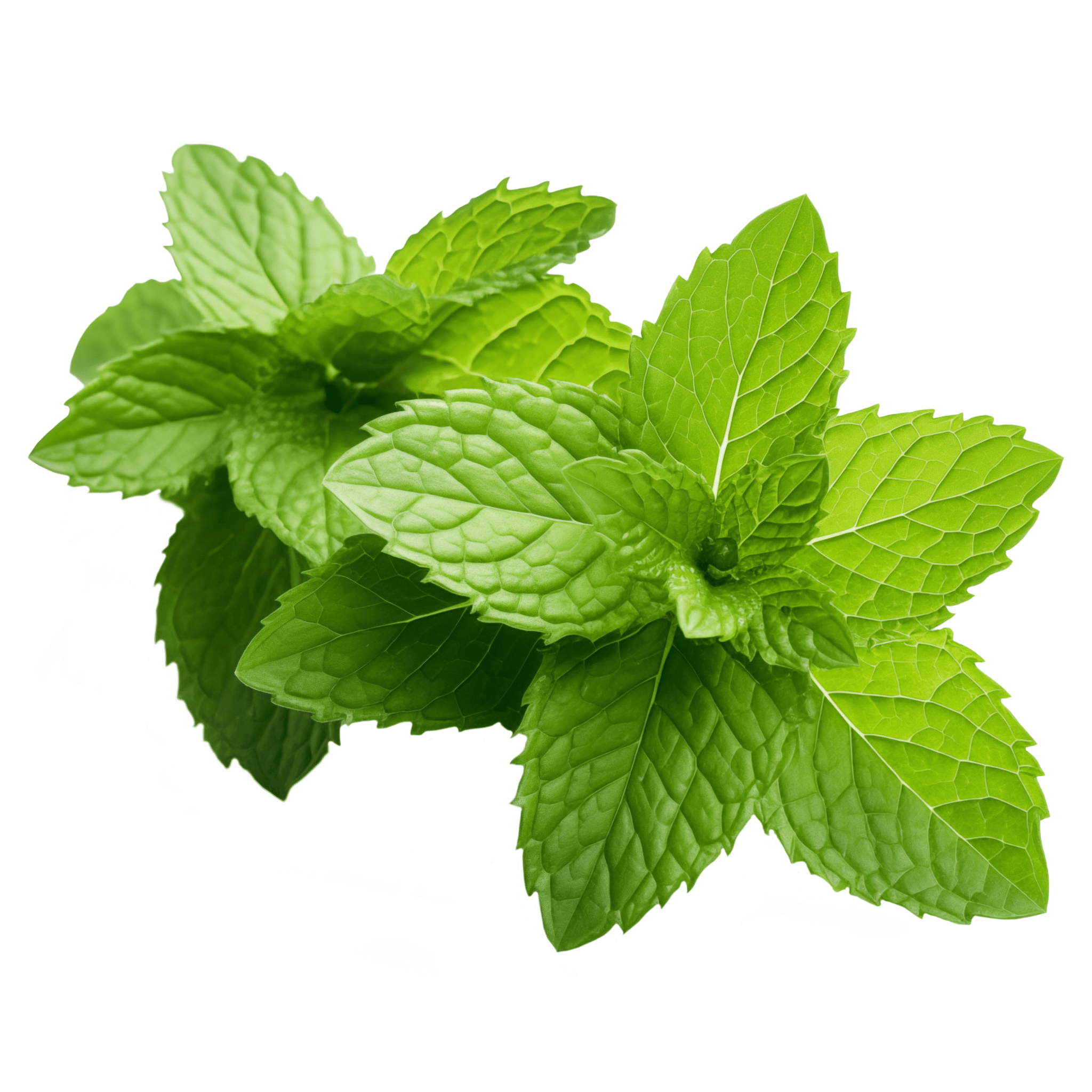 Fresh green mint leaves on a white background